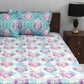 BOMBAY DYEING Pink & Blue Ethnic Motifs Cotton 110 TC Queen Bedsheet With 2 Pillow Covers - Swadesiicart