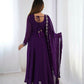 Joban Fashion Purple Kurta Set Georgette Sequence Embroidery Work - Swadesiicart