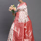 Astita Banarasi Silk Red & White Saree | Swadesiicart