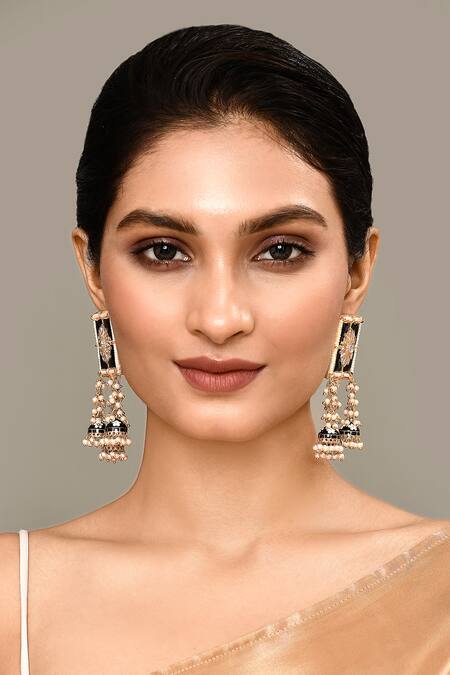 New Stylish Meenakari Black Jhumki Earring for Womens by House of Ree | Swadesiicart