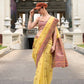 Anaita Yellow Designer Weaving Soft Linen Saree With Blouse