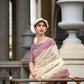 Anaita White Designer Weaving Soft Linen Saree With Blouse