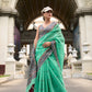 Anaita Green Designer Weaving Soft Linen Saree With Blouse