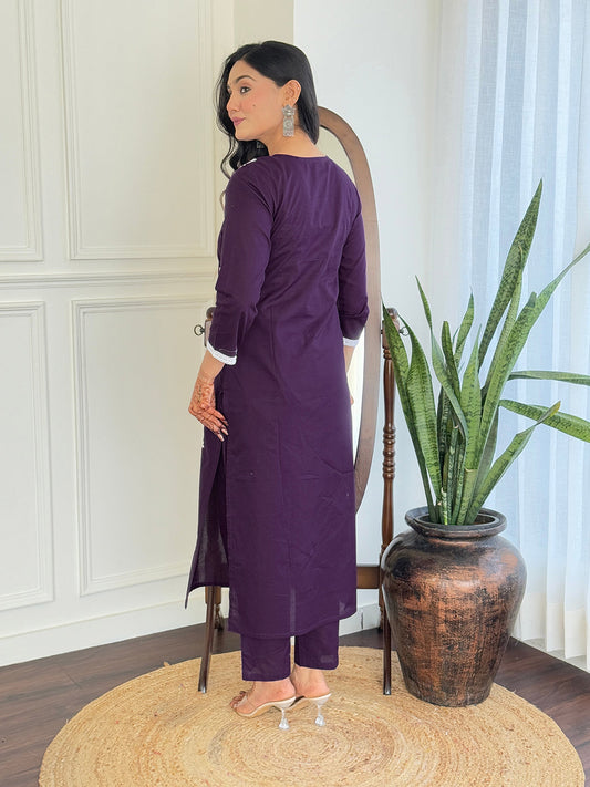 The52 Chikankari Work with Pure Cotton Fabric Straight Kurta, Pant and Dupatta Set | Swadesiicart