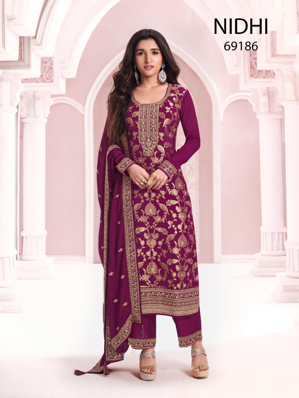 Anaita Purple Dola Silk Thread Sequence Embroidered Salwar Suit