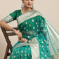 Saree Mall Green Ethnic Motifs Zari Organza Banarasi Saree | Swadesiicart