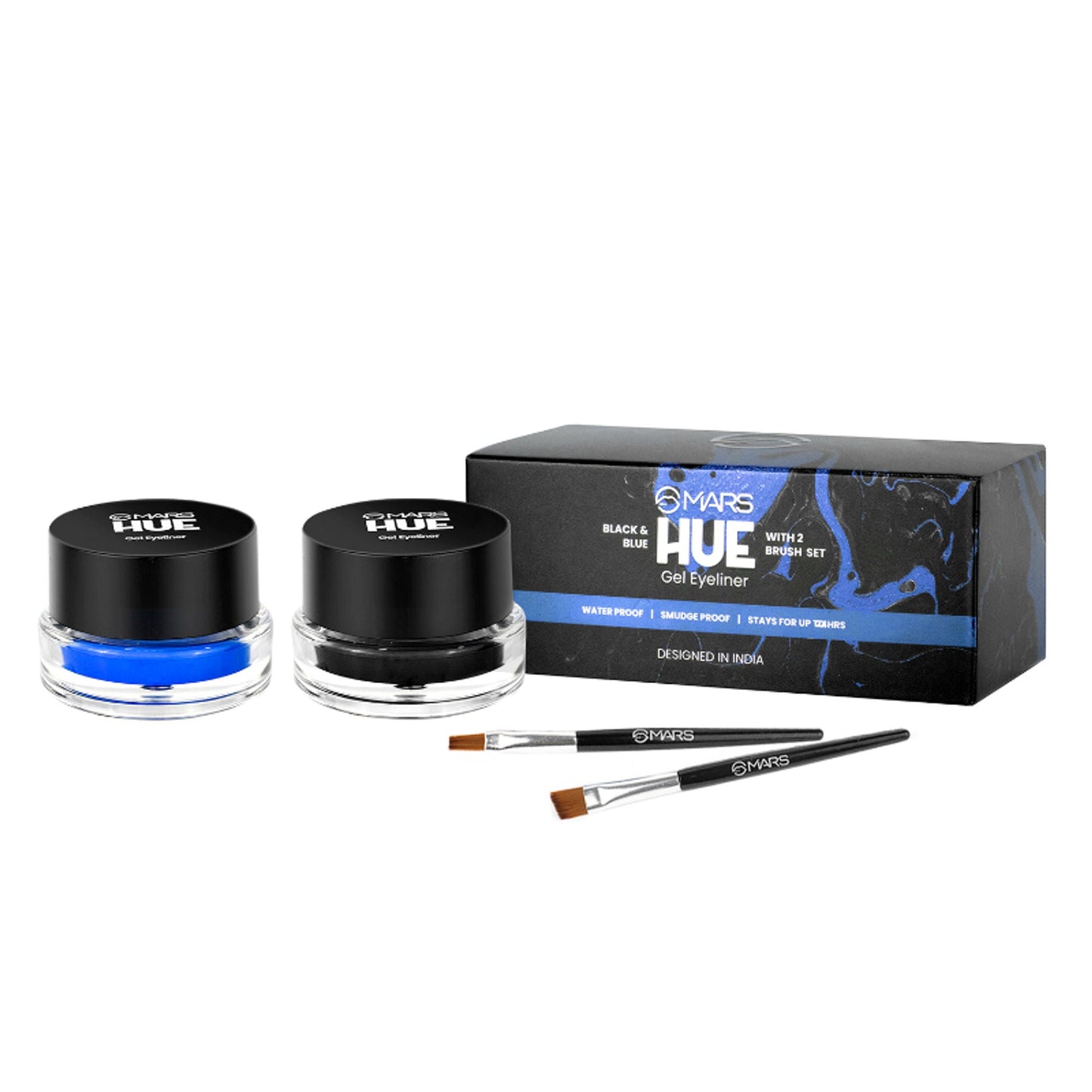 MARS Cosmetics 2-In-1 Hue Gel Eyeliner With 2 Brush Set - 1 - Swadesiicart