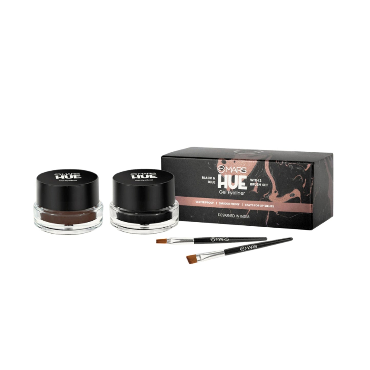 MARS Cosmetics 2-In-1 Hue Gel Eyeliner With 2 Brush Set - 2 - Swadesiicart