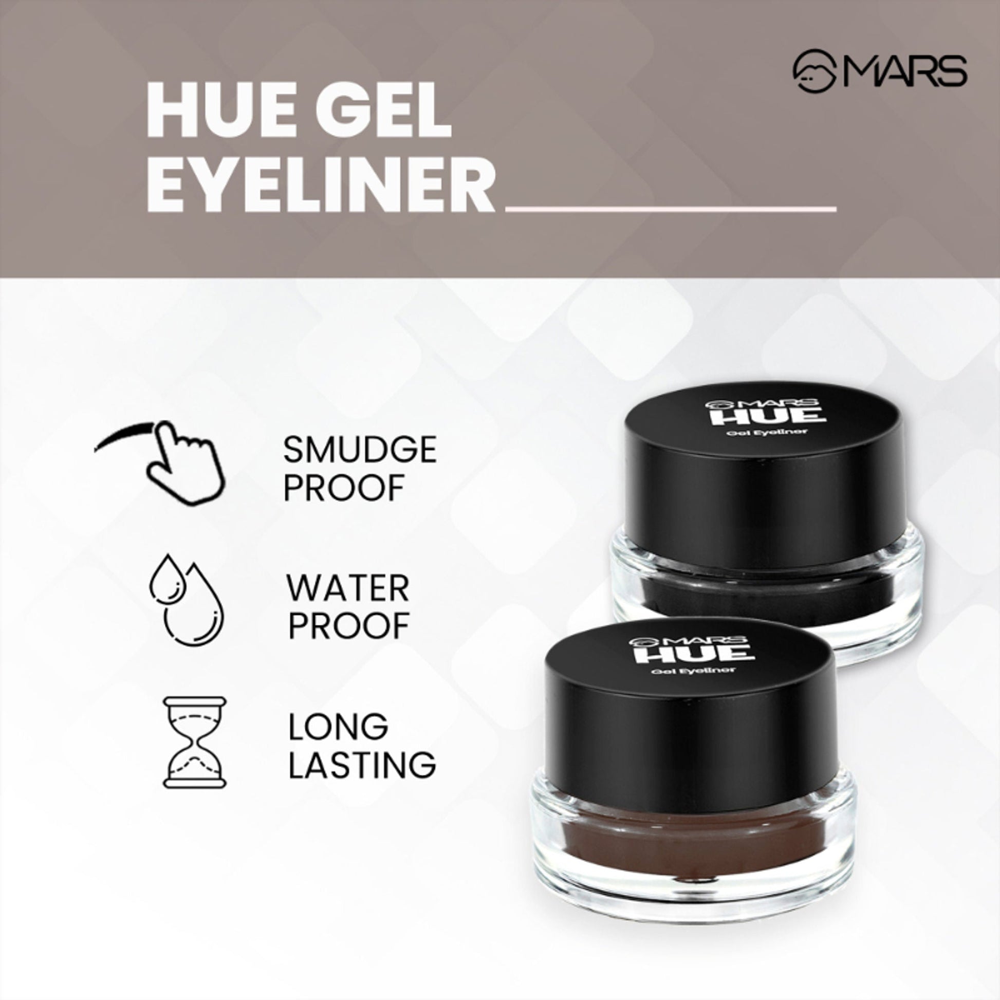 MARS Cosmetics 2-In-1 Hue Gel Eyeliner With 2 Brush Set - 2 - Swadesiicart