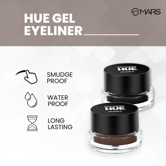 MARS Cosmetics 2-In-1 Hue Gel Eyeliner With 2 Brush Set - 2 - Swadesiicart