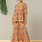 Yufta Beige Cotton Peplum Sharara Co-Ord Set - Swadesiicart