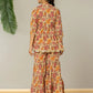 Yufta Beige Cotton Peplum Sharara Co-Ord Set - Swadesiicart