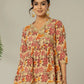 Yufta Beige Cotton Peplum Sharara Co-Ord Set - Swadesiicart