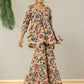 Yufta Multi Cotton Peplum Sharara Co-Ord Set - Swadesiicart
