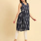 Yufta Ikat Cotton Blue Workwear Kurta With Lace Detailing - Swadesiicart