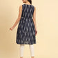 Yufta Ikat Cotton Blue Workwear Kurta With Lace Detailing - Swadesiicart