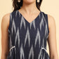 Yufta Ikat Cotton Blue Workwear Kurta With Lace Detailing - Swadesiicart