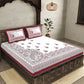 JAIPUR FABRICWhite Red Ethnic Motifs Cotton 250 TC King Bedsheet With 2 Pillow Covers | Swadesiicart