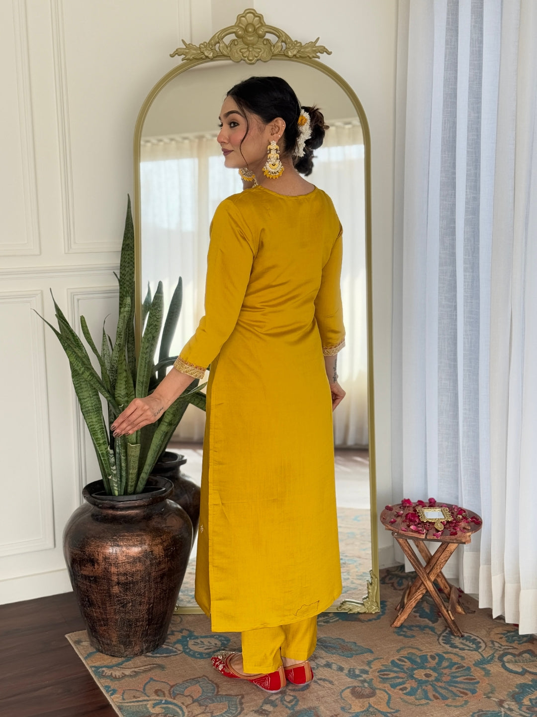 The52 Women's Beautiful Rayon Embroidery work Straight Kurta with Pant and Dupatta Set - Swadesiicart