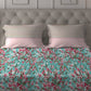 MYTRIDENT Turquoise Blue Pink Floral Pure Cotton 144 TC Queen Bedsheet 2 Pillow Covers - Swadesiicart