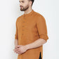 Even Apparels Brown Linen Men's Kurta With Band Collar | Swadesiicart