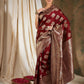 Sangria Maroon Ethnic Motifs Woven Design Zari Banarasi Saree | Swadesiicart