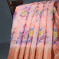 Shades of Light Peach With Floral Print Semi Chanderi Saree By Gayathri Reddy Designer Studio | Swadesiicart