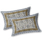 BELLA CASA Ethic White & Blue Printed Cotton 180 TC King Bedsheet with 2 Pillow Covers - Swadesiicart