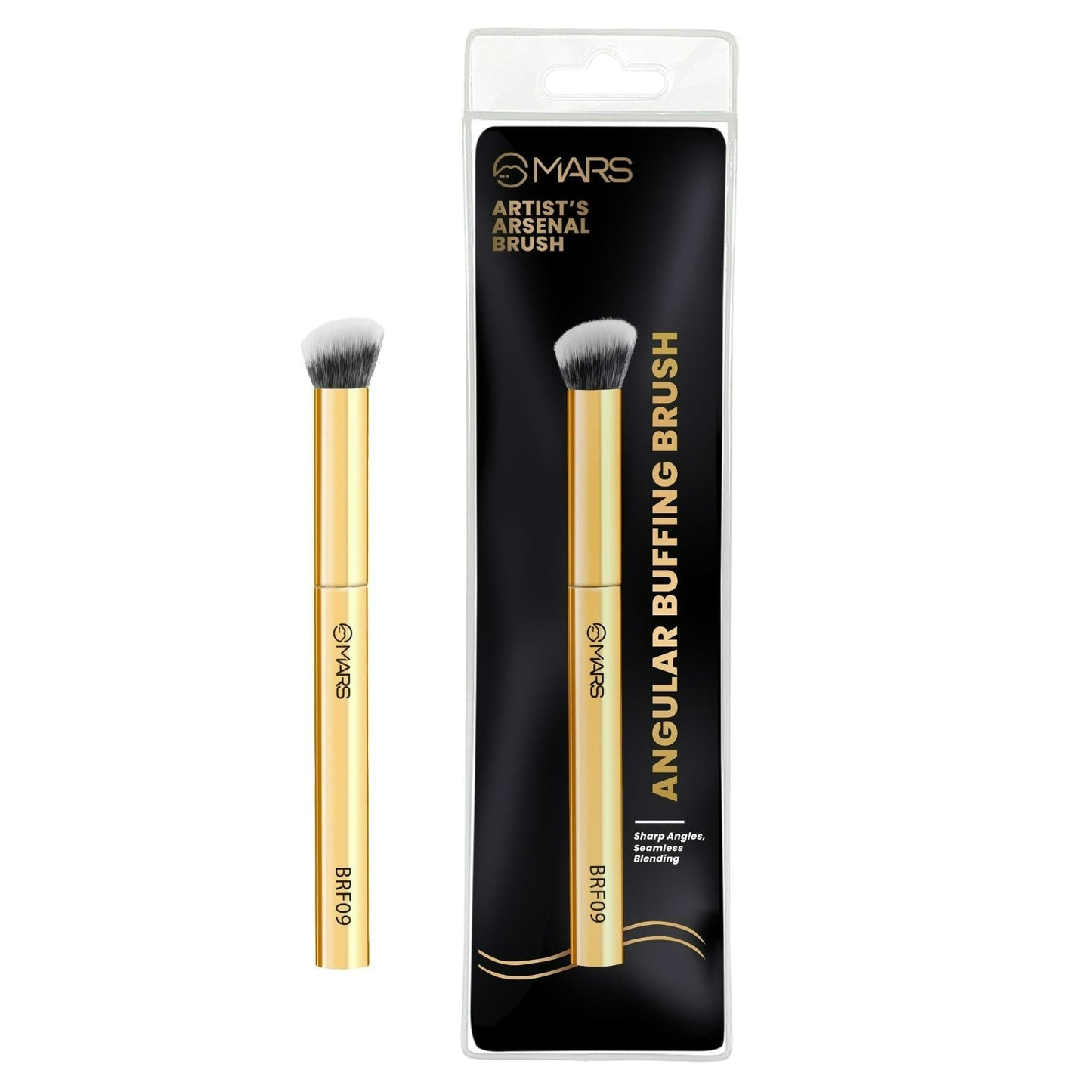 MARS Cosmetics Artists Arsenal Angular Buffing Brush Golden - BRF09 - Swadesiicart