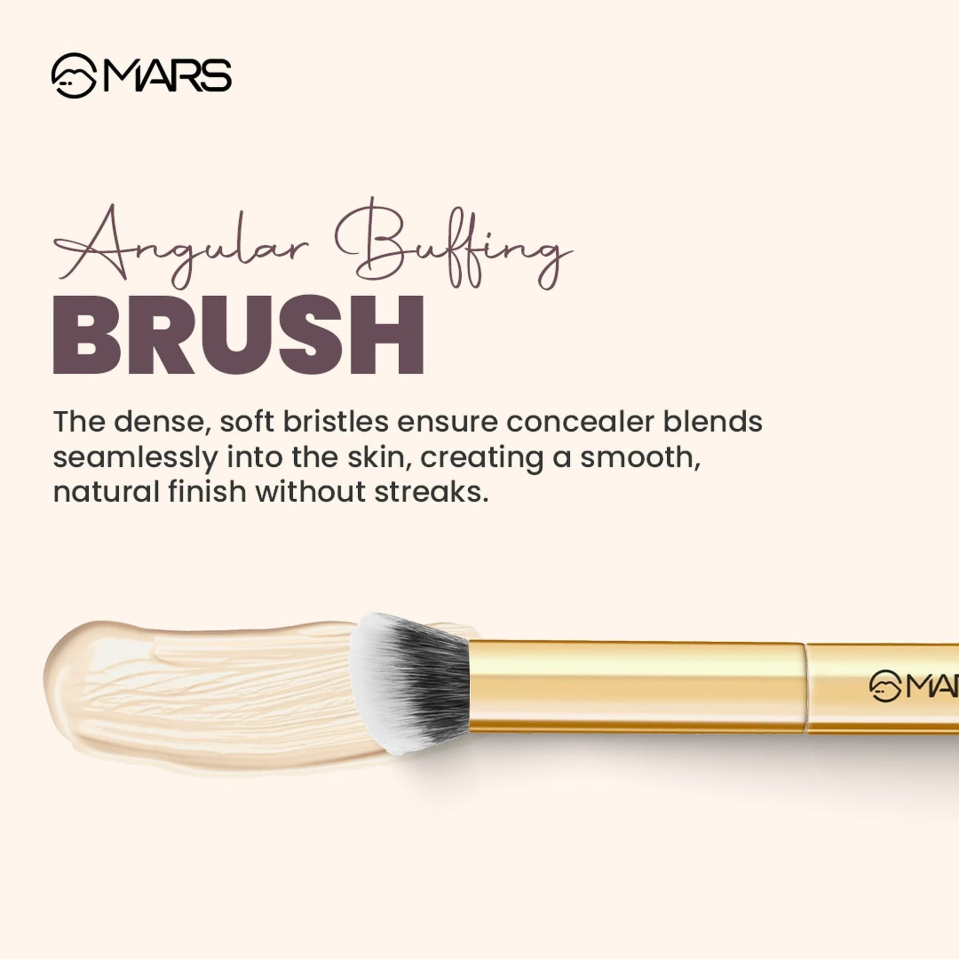 MARS Cosmetics Artists Arsenal Angular Buffing Brush Golden - BRF09 - Swadesiicart