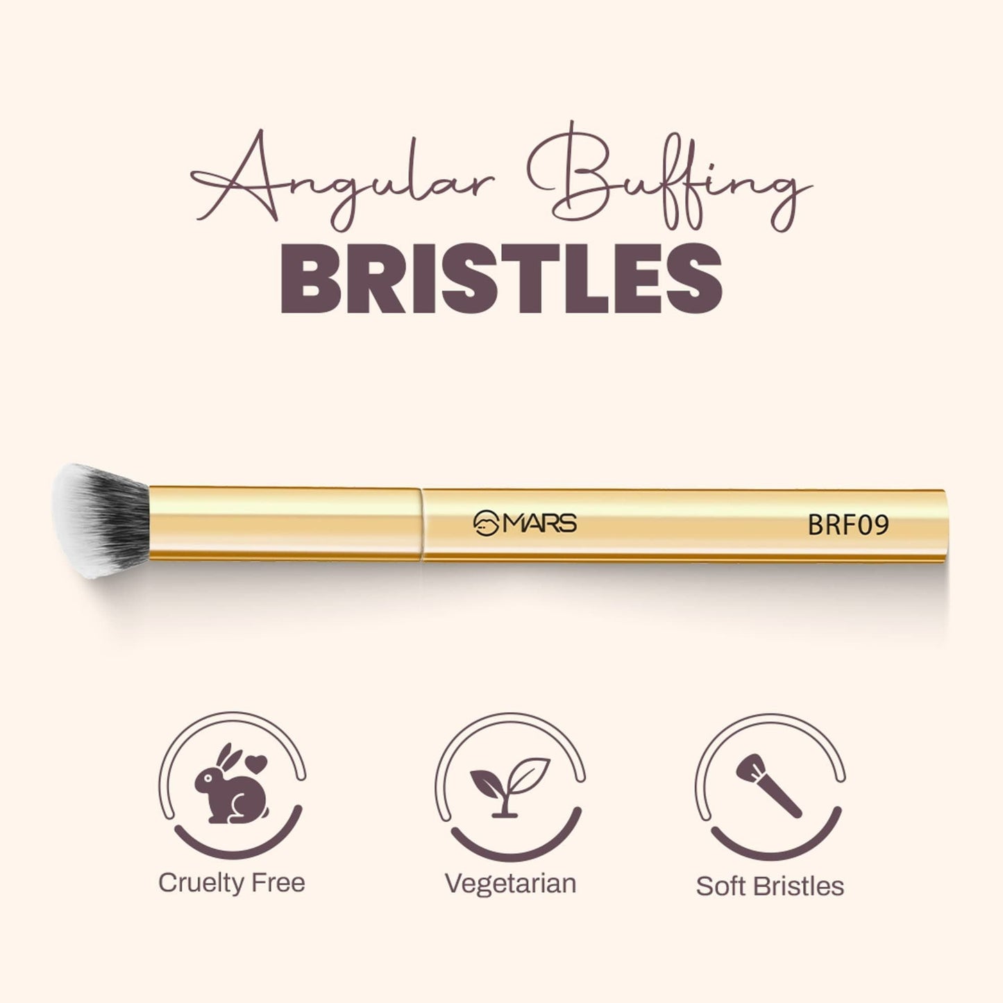 MARS Cosmetics Artists Arsenal Angular Buffing Brush Golden - BRF09 - Swadesiicart