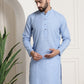 Sojanya Men Blue Dobby Self-Checked Straight Kurta | Swadesiicart
