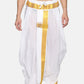 Sethukrishna Men White & Gold-Coloured Solid Readymade Dhoti Pant | Swadesiicart