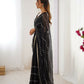 Black Sitara Chiffon Designer Beads Moti,Val Sequence Work Saree - Noorie