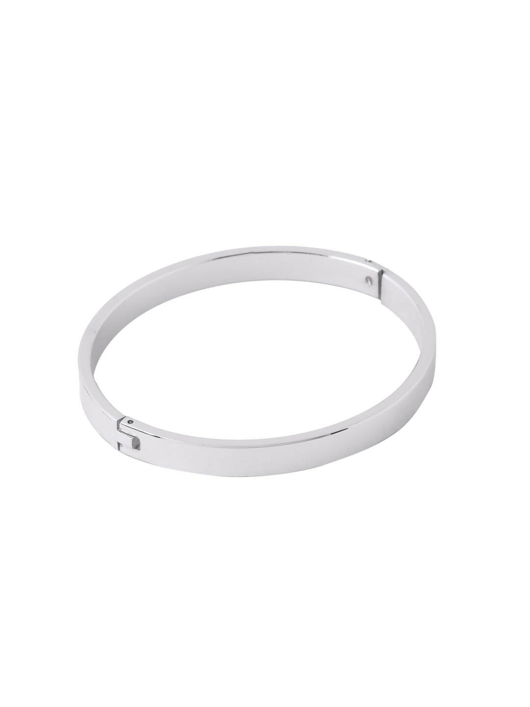 NVR Men's Silver Metal Interlock Kada Bracelet - Swadesiicart