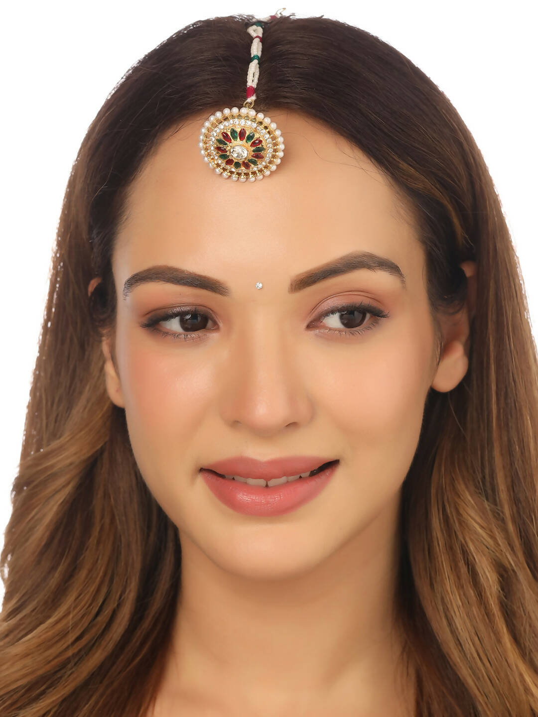 NVR Women's Trending Stylish Gold-Polished Maang Tikka | Swadesiicart