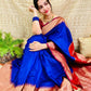 DEIANA'S Beautiful Designer Golden zari Soft Lichi Silk Saree - Blue - Swadesiicart