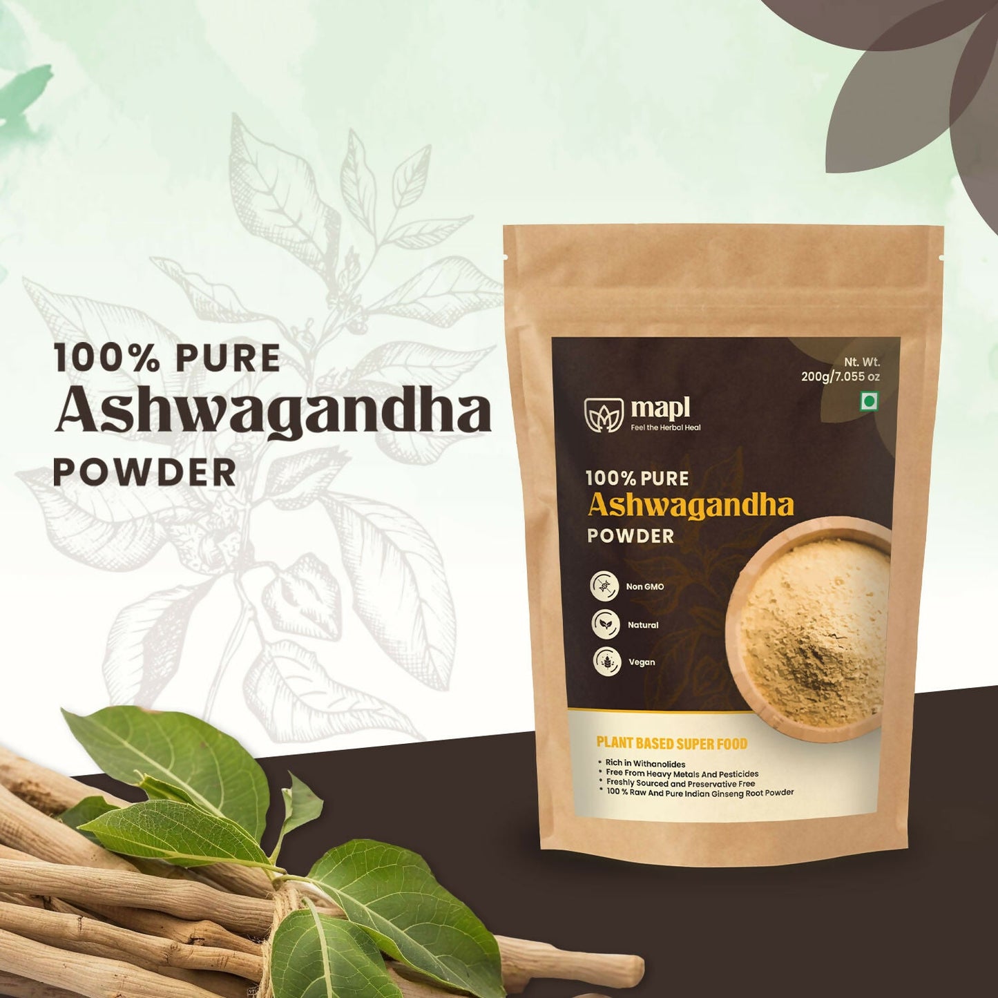 MAPL Ashwagandha Root Powder | Swadesiicart