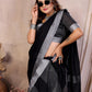 Anaita Black Weaving Linen Cotton Saree With Blouse