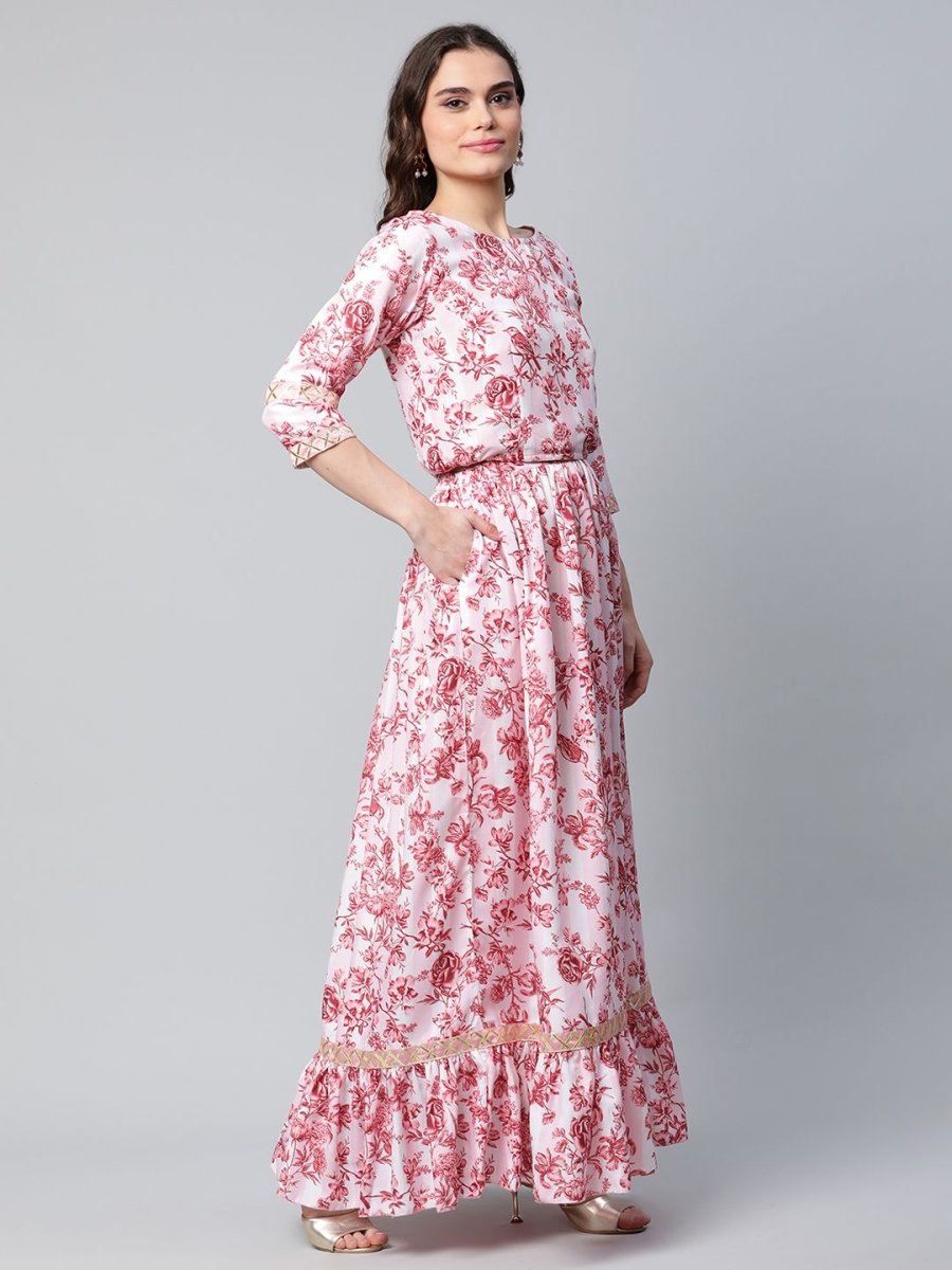 Ahalyaa Women Rayon Pretty Pink Printed Ready to Wear Lehenga Choli with Dupatta | Swadesiicart