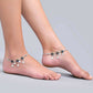 VOJ Set of 2 Silver Plated Peacock Printed HandCrafted Anklet - Swadesiicart