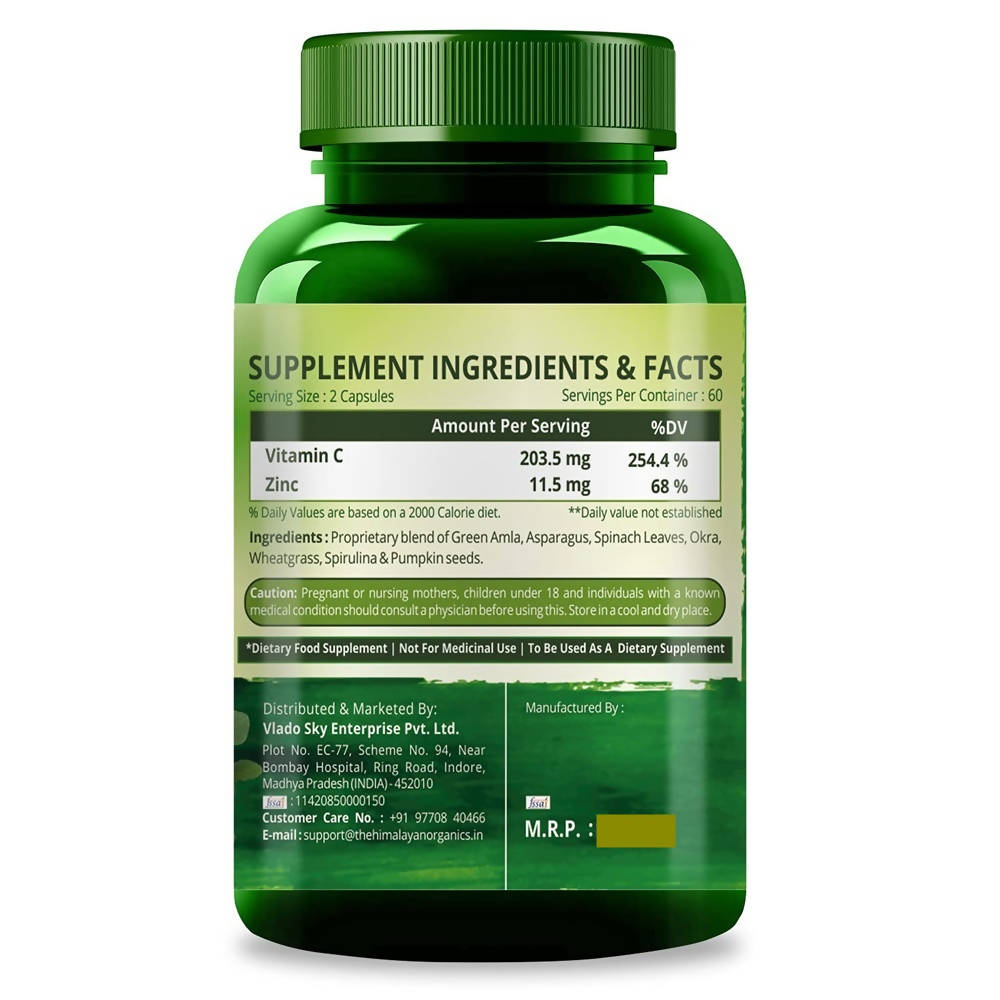 Himalayan Organics Plant Based Vitamin C + Zinc Double Immune Support Vegetarian Capsules | Swadesiicart