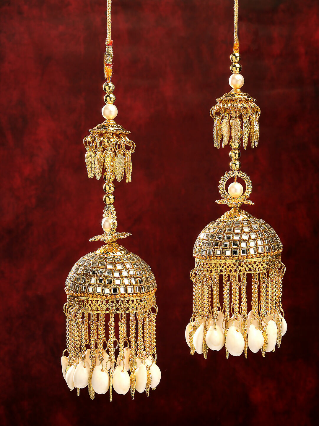 NVR Women's Pack Of 2 Gold-Polished Kundan Kaleera Sets - Swadesiicart