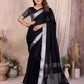 Anaita Black Weaving Linen Cotton Saree With Blouse