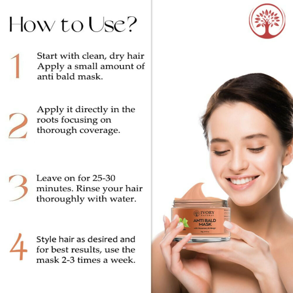 Ivory Natural Bald Mask For Hair - Hair Mask For Less Hair And Hair Thinning | Swadesiicart