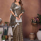 Anaita Chocolate Weaving Linen Cotton Saree With Blouse