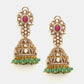 Ruby Raang Gold Polished Kundan Work Multi-Color Diamond And Stone Jhumka Earrings | Swadesiicart