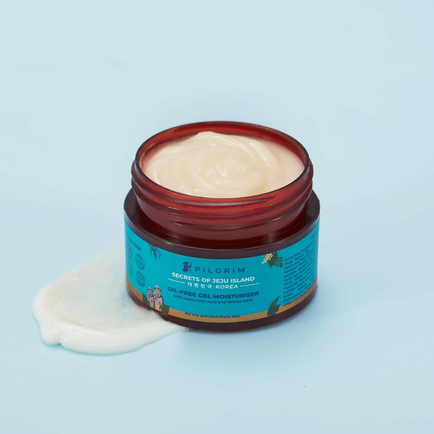 Pilgrim Korean Oil Free Gel Moisturizer with Hyaluronic Acid & Willow Bark Extracts, For Oily & Acne-Prone Skin - Korean Skin Care - Swadesiicart