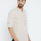 Even Apparels Beige Linen Linen Men's Kurta With Band Collar | Swadesiicart