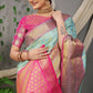 Jyoti Fashion Women's Sky Blue Kanjivaram Silk Zari Woven Saree with Blouse | Swadesiicart